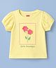 Babyhug Cotton Knit Half Sleeves Top With Floral Applique - Yellow