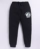 Parrot Crow Cotton Knit Hyper Speed Motocross Text Printed Joggers  - Black