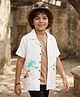 Arias Woven Half Sleeves Shirt with Tree Embroidery & Inner Tee - White