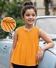 Arias 100% Cotton Woven Sleeveless Solid Pintuck Top - Yellow