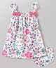 Babyhug Single Jersey Knit Sleeveless Floral & Butterfly  Printed Bow Applique Frock With Bloomer - Multicolor