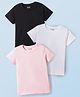 Honeyhap Premium 100% Cotton Knit Half Sleeves Solid Color T-Shirts with Bio Finish Pack of 3 - Black Beauty Bright White & Pinkesque