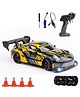 L.O.T CARS Ghost Remote Control Car - 20Kmph, 2.4Ghz, Rc Drifting Car, Rc Car 4x4, Drift Car Remote Control, Birthday Gift, Valentine Gift, Long Range, Multi LED Lights - Burnout Yellow