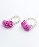 Aabacus Pearl Embellished Floral Applique Detailed Bracelets - Pink