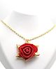 Aabacus Lace Embellished Rose Applique Detailed  Necklace - Red