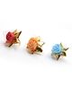 Aabacus Set Of 3 Floral Applique Detailed Finger Rings - Multi Colour