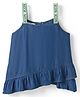 Arias Cotton Woven Sleeveless Solid Color Denim Top with Mid Wash - Navy Blue