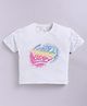 giniekids Pure Cotton Knit Half Sleeves Good Vibes Text Printed Tee - White