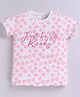 giniekids Pure Cotton Knit Half Sleeves Floral & Just Be Ready Text Printed Top - Pink