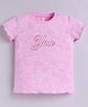 giniekids Pure Cotton Knit Half Sleeves Shell & Yes Text Printed Top - Pink