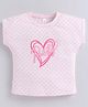 giniekids Pure Cotton Knit Half Sleeves Pretty Text & Polka Dots Printed Top - Baby Pink