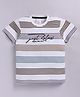 giniekids Pure Cotton Knit Half Sleeves Typography Printed Tee - Off White & Brown
