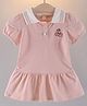POP STREET KIDS Cotton Blend Knit Half Puffed Sleeves Cherry Embroidered Dress - Pink