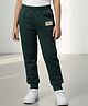 Anthrilo Fleece Knit Typography Printed Patch Detailed Joggers - Dark Green