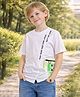 Sportking Cotton Blend Knit Half Sleeves Defy The Odds Text Printed Tee With Utility Pocket - White