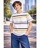 Sportking Cotton Blend Knit Half Sleeves Striped Tee With Pocket - Off White