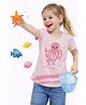 Sportking Cotton Blend Knit Half Sleeves Octopus Printed Top - Pink