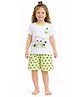 Sportking Cotton Blend Knit Half Sleeves Teddy Printed Top & Shorts Set - Lemon