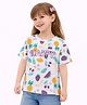 Sportking Cotton Blend Knit Half Sleeves Fruit Printed Top - White