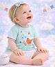 Sportking Cotton Blend Knit Half Sleeves Bird Printed Tee & Shorts Set - Aqua