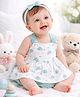 Sportking Cotton Blend Knit Sleeveless Dolphin Printed Dress With Bloomers - Aqua Blue