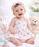 Sportking Cotton Blend Knit Sleeveless Dolphin Printed Dress With Bloomers - Pink