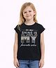 Sportking Cotton Blend Knit Glitter Embellished Shine Is My Favourite Colour Text Printed Top - Black