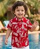 Babyhug Cotton Woven Half Sleeves Shirt With Leaf Print - Red