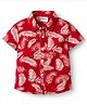 Babyhug Cotton Woven Half Sleeves Shirt With Leaf Print - Red