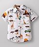 Babyhug Cotton Woven Shirt Half Sleeve Regular Collar Printed White 9-12 Months