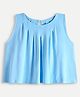 chuckleberrie Cotton Knit Sleeveless Solid Top - Blue