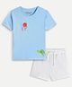 chuckleberrie Cotton Knit Half Sleeves Sea Life Printed Tee & Shorts Set - Blue