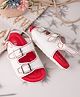 Briskers Colour Blocked Buckle Closure Sandals - White & Red