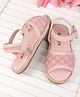 Briskers Floral Embroidered Strap Detailed Velcro Closure Sandals - Pink