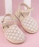 Briskers Floral Embroidered  Velcro Closure Sandals - Beige & Cream