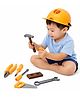 Sanjary Kids Construction Tool Set with Safety Helmet Toy Hammer Screwdriver Wrench Saw Pretend Play Engineering Kit for Children color design may vary