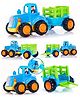 Sanjary Kids Push and Go Farm Toy Vehicle with Trailer Detachable Wagon Colorful Plastic Toddler Playset Fun Indoor Outdoor Play color design may vary
