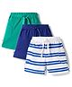 Bonfino 100% Cotton Knit Above Knee Length Solid & Striped Shorts Pack of 3 - Multicolour