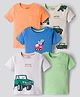 Bonfino 100% Cotton Knit Half Sleeves T-Shirts With Jeep Print Pack of 5 - Multicolor