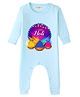 BLUSHES 100% Cotton Knit Holi Theme Full Sleeves Happy Holi Text Printed Romper - Aqua Blue