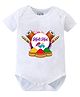 BLUSHES 100% Cotton Knit Holi Theme Half Sleeves Holi Hai Text Printed Onesie - White