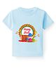 BLUSHES 100% Cotton Knit Holi Theme Half Sleeves Happy Holi Text Printed Tee - Aqua Blue