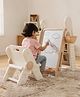 BAYBEE 4 in 1 Drawing Board for Kids | Magnetic Doodle Board with Study Table, Storage Tray & Learning Blocks | Educational Activity Board | Erasable Art & Play Station (White & Cream)