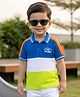 Babyhug Cotton Knit Striped Polo T-Shirt With Text Print - Multicolor