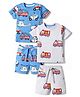 Bonfino 100% Cotton Knit Half Sleeves T-Shirts & Shorts Co-ord Night Suits with Vehicle Print Pack of 2 - Multicolor