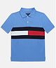 Tommy Hilfiger Cotton Knit Half Sleeves Cut & Sew Polo T-Shirt - Blue