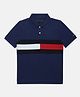 Tommy Hilfiger Cotton Knit Half Sleeves Cut & Sew Polo T-Shirt - Navy Blue