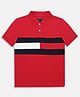 Tommy Hilfiger Cotton Knit Half Sleeves Cut & Sew Polo T-Shirt - Red