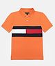 Tommy Hilfiger Cotton Knit Half Sleeves Cut & Sew Polo T-Shirt - Orange