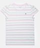 Tommy Hilfiger Cotton Knit Half Sleeves Striped T-Shirt - Light Pink